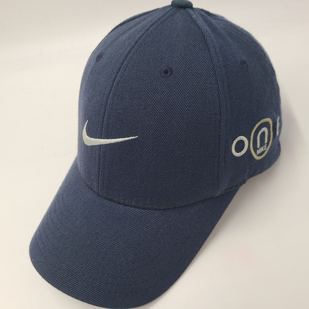 Vintage Nike Hat Fitted (Seems L-XL) Blue White Tiger Woods Golf Swoosh One Men